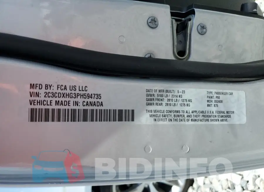2C3CDXHG3PH594735 Photo# 13