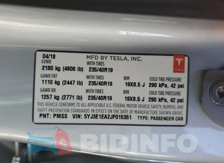 5YJ3E1EA2JF015351 Photo# 12