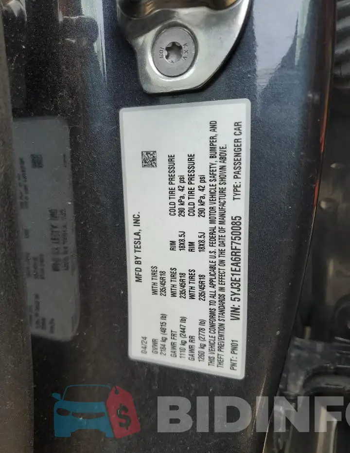 5YJ3E1EA6RF750085 Photo# 12