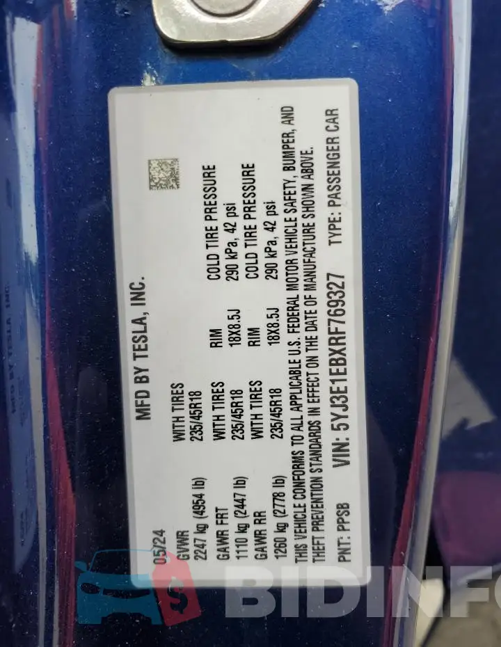 5YJ3E1EBXRF769327 Photo# 12
