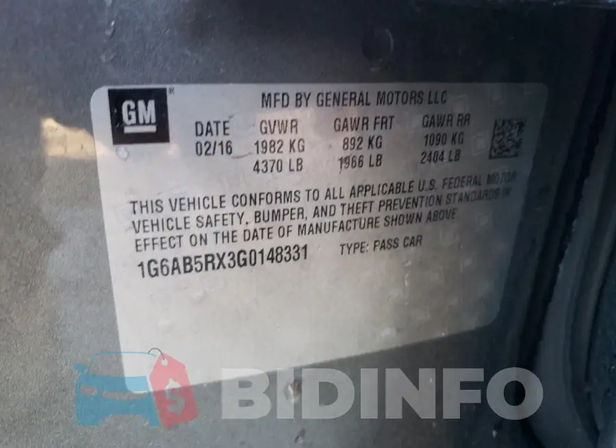 1G6AB5RX3G0148331 Photo# 12