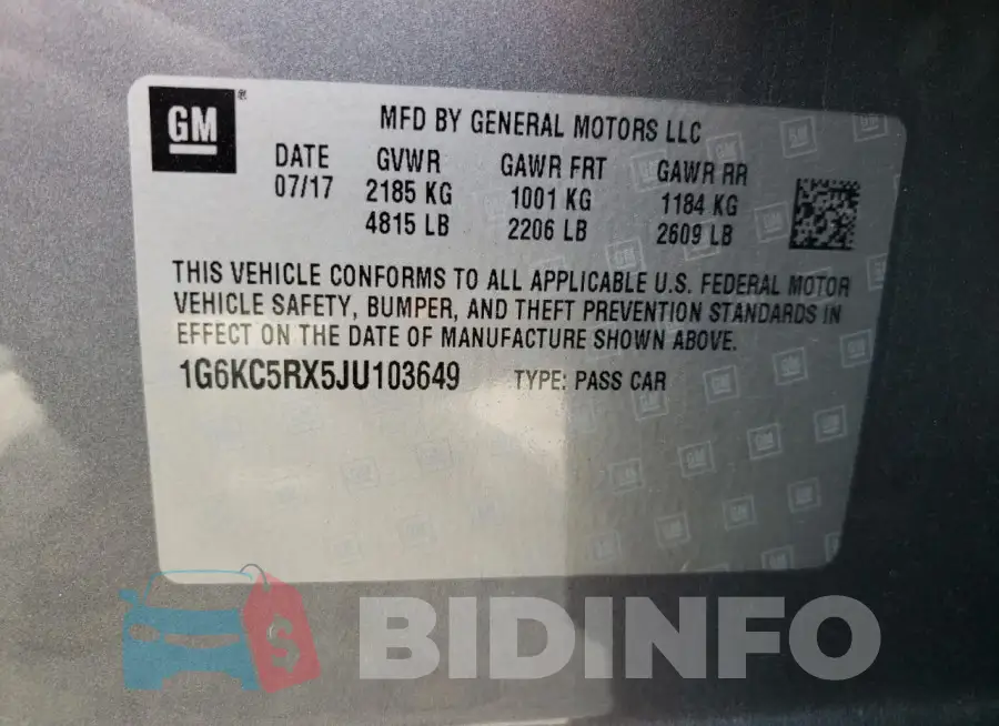 1G6KC5RX5JU103649 Photo# 12