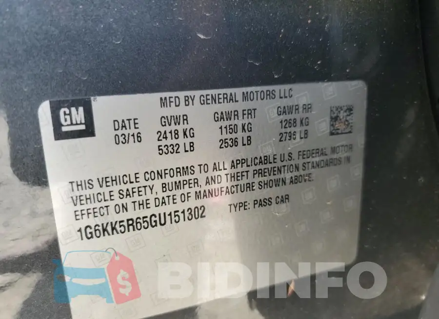 1G6KK5R65GU151302 Photo# 12