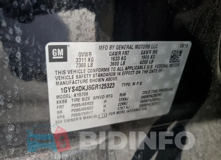 1GYS4DKJ8GR125323 Photo# 13