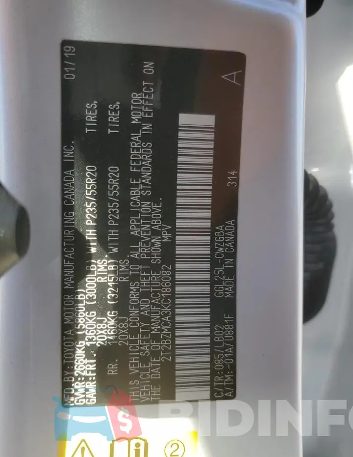 2T2BZMCA3KC186082 Photo# 13