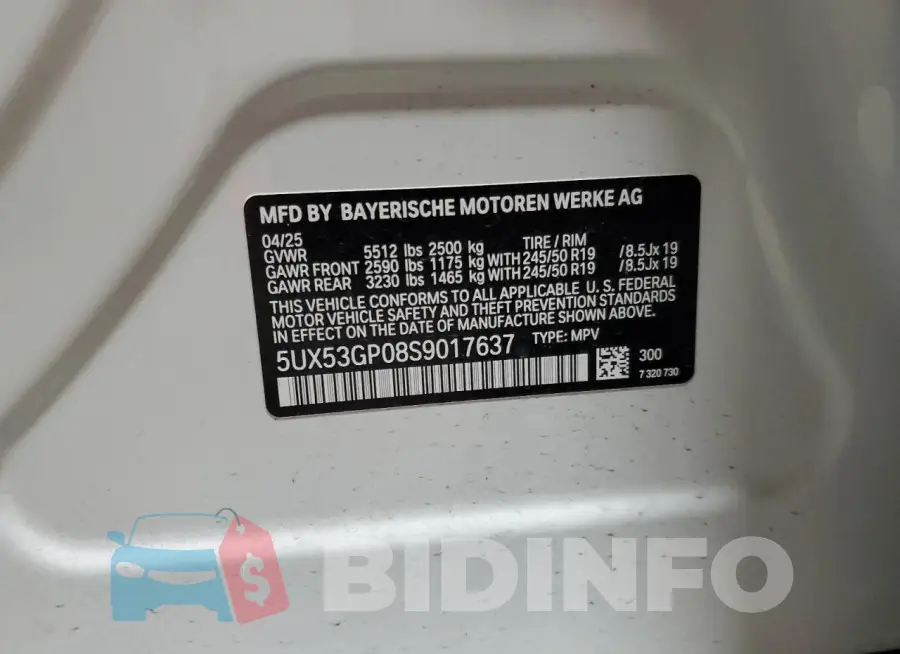 5UX53GP08S9017637 Photo# 13