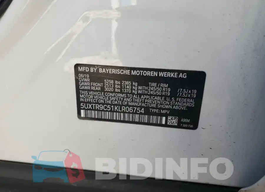 5UXTR9C51KLR06754 Photo# 13