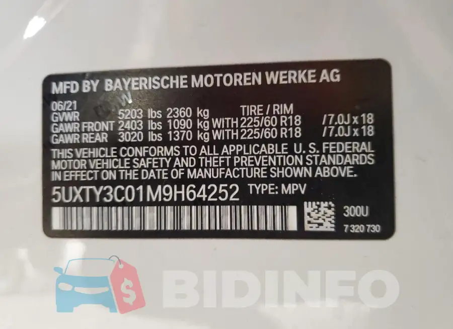 5UXTY3C01M9H64252 Photo# 12