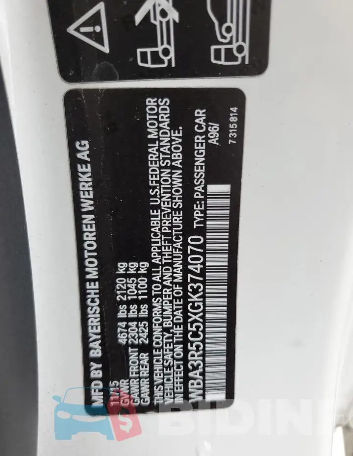 WBA3R5C5XGK374070 Photo# 12