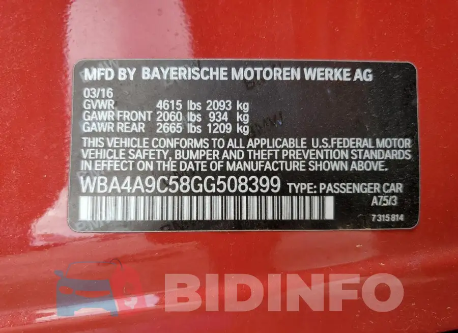 WBA4A9C58GG508399 Photo# 13