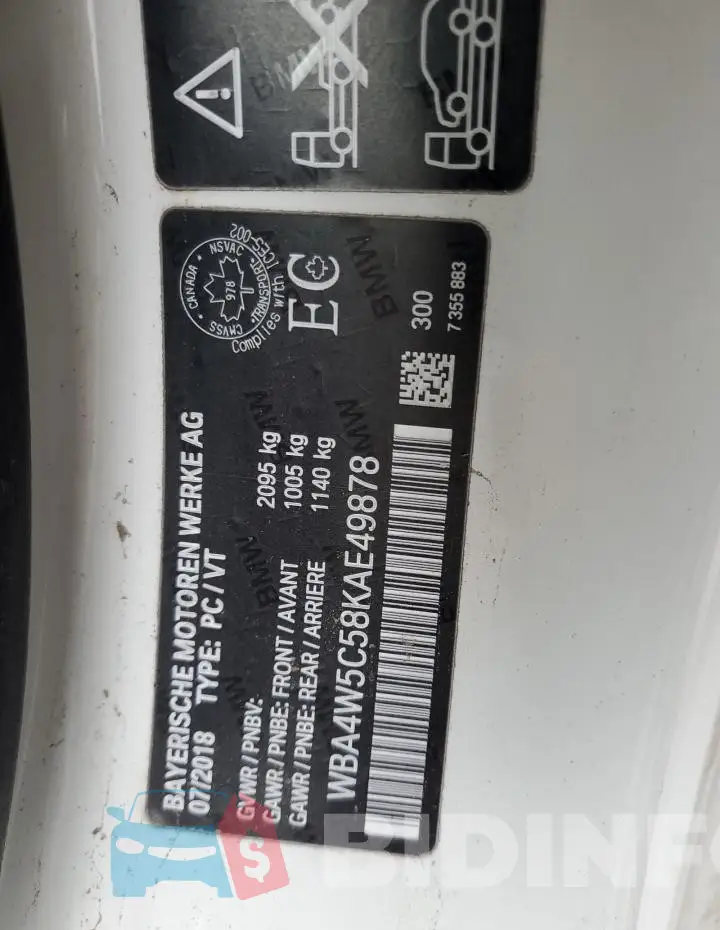 WBA4W5C58KAE49878 Photo# 12