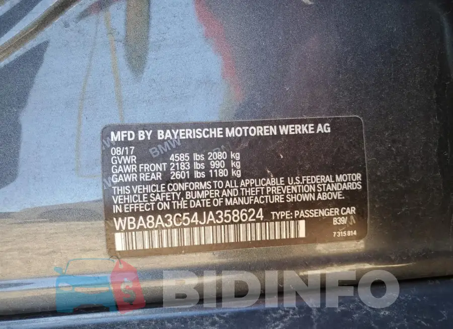 WBA8A3C54JA358624 Photo# 12