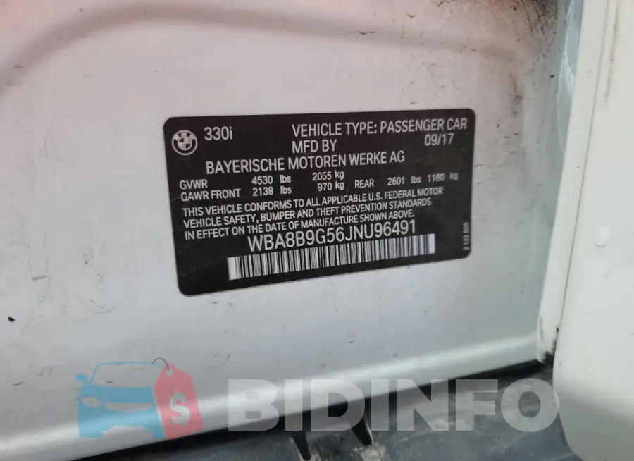 WBA8B9G56JNU96491 Photo# 13