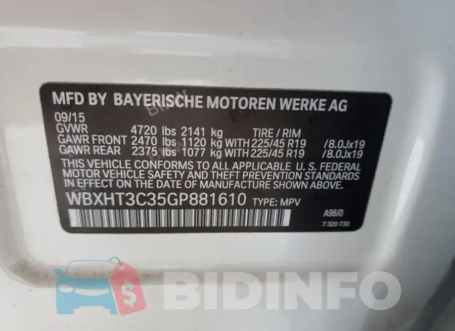 WBXHT3C35GP881610 Photo# 12