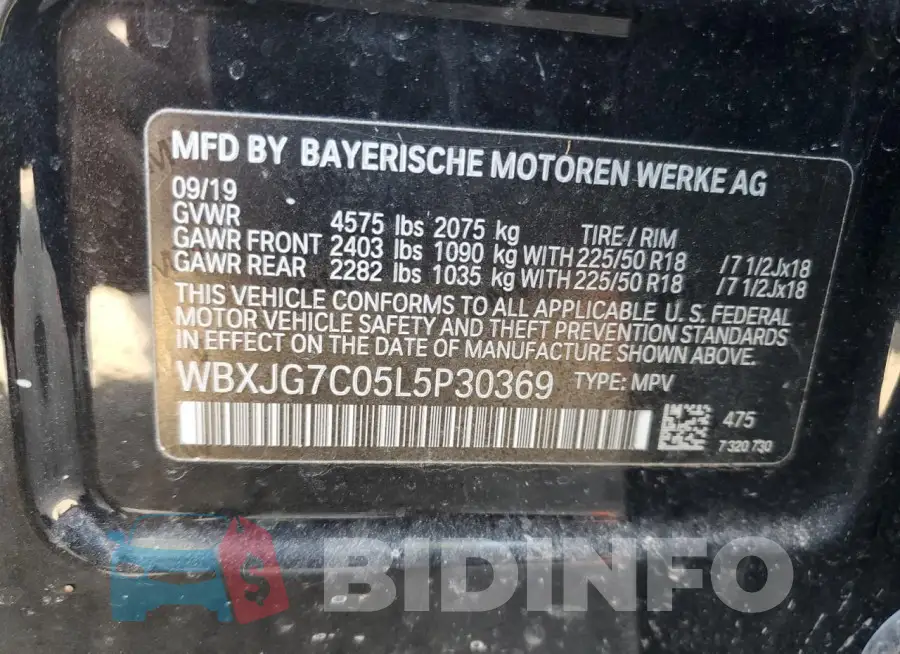 WBXJG7C05L5P30369 Photo# 12