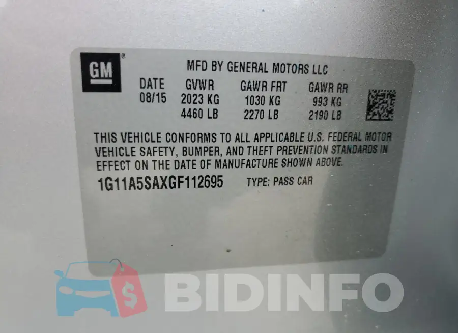 1G11A5SAXGF112695 Photo# 12