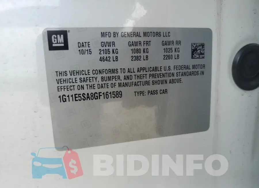 1G11E5SA8GF161589 Photo# 12