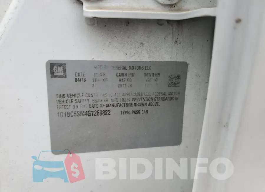 1G1BC5SM4G7269822 Photo# 12