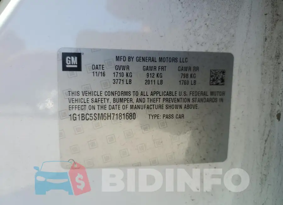 1G1BC5SM6H7181680 Photo# 12