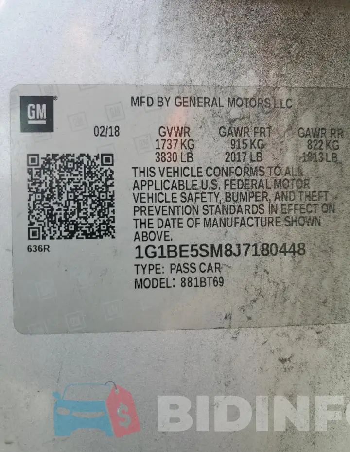 1G1BE5SM8J7180448 Photo# 12