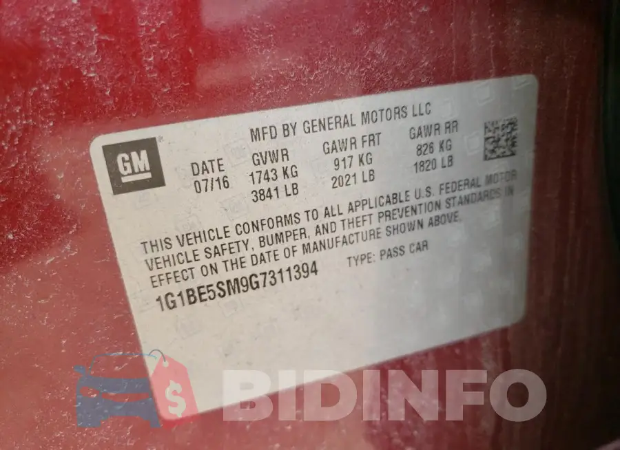 1G1BE5SM9G7311394 Photo# 12