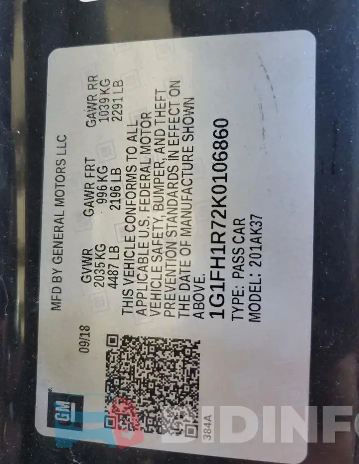1G1FH1R72K0106860 Photo# 12