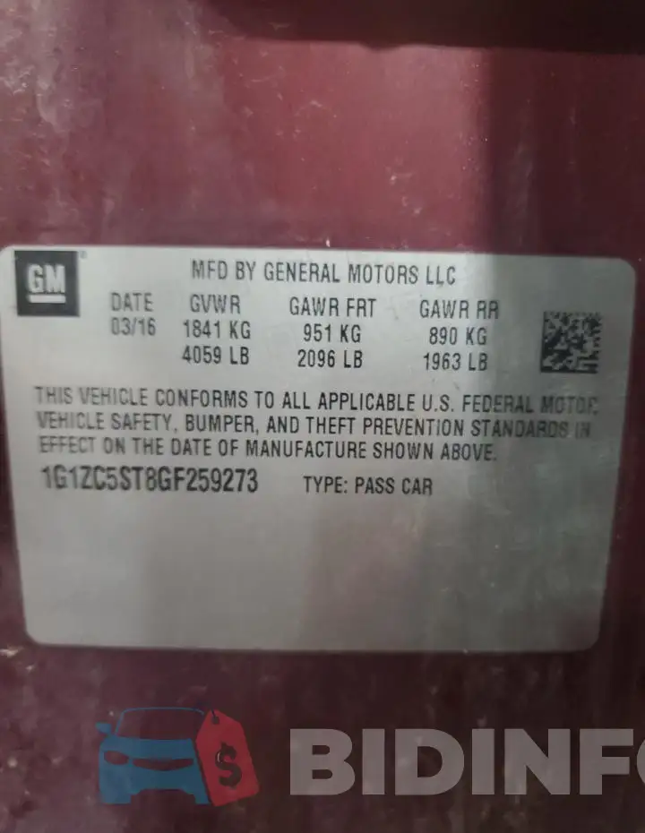 1G1ZC5ST8GF259273 Photo# 13