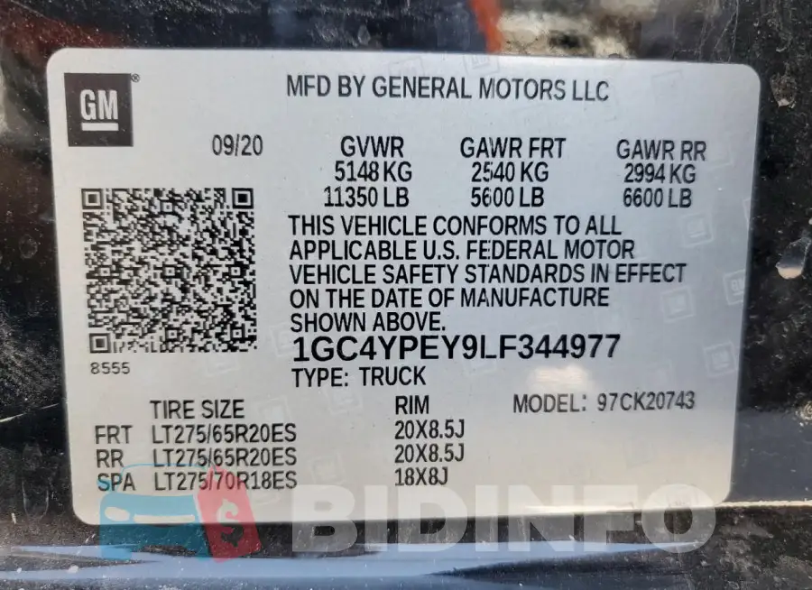1GC4YPEY9LF344977 Photo# 12