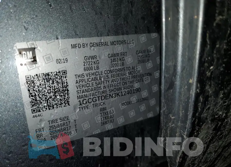 1GCGTDEN3K1240190 Photo# 12