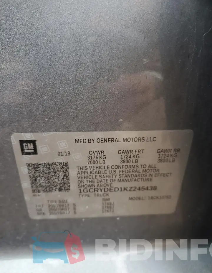 1GCRYDED1KZ245438 Photo# 13