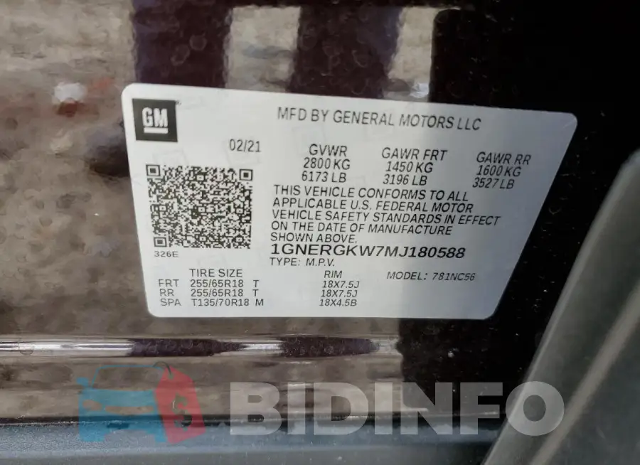 1GNERGKW7MJ180588 Photo# 13