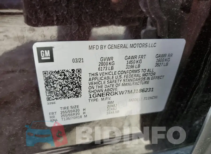 1GNERGKW7MJ186231 Photo# 13