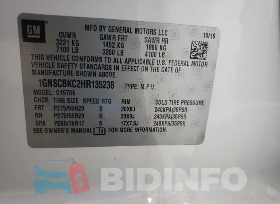1GNSCBKC2HR135238 Photo# 14