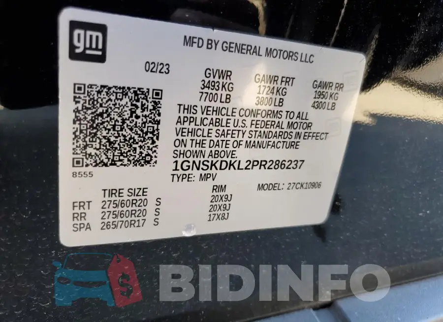 1GNSKDKL2PR286237 Photo# 14