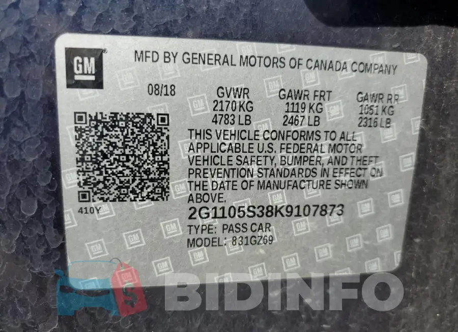2G1105S38K9107873 Photo# 13