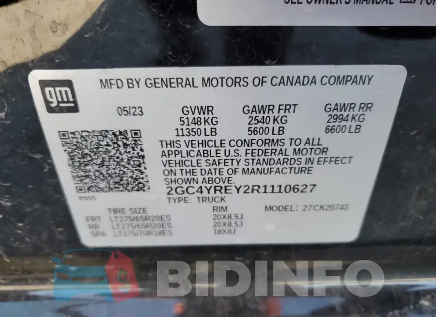 2GC4YREY2R1110627 Photo# 13