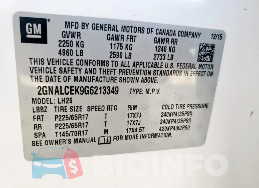 2GNALCEK9G6213349 Photo# 13