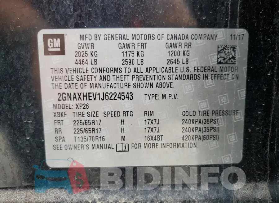 2GNAXHEV1J6224543 Photo# 13