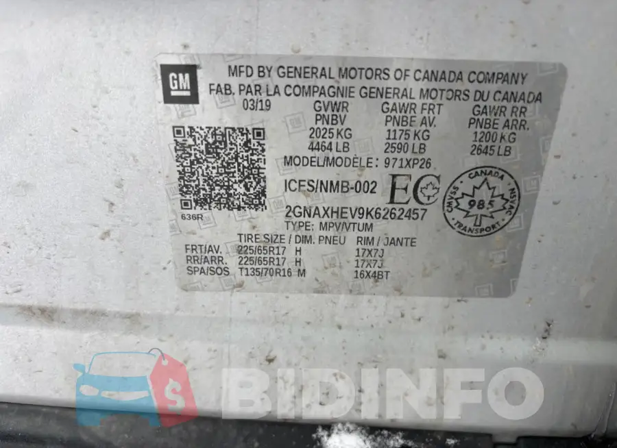 2GNAXHEV9K6262457 Photo# 11