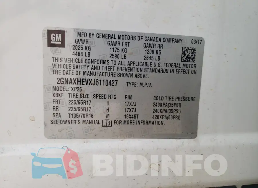 2GNAXHEVXJ6110427 Photo# 14