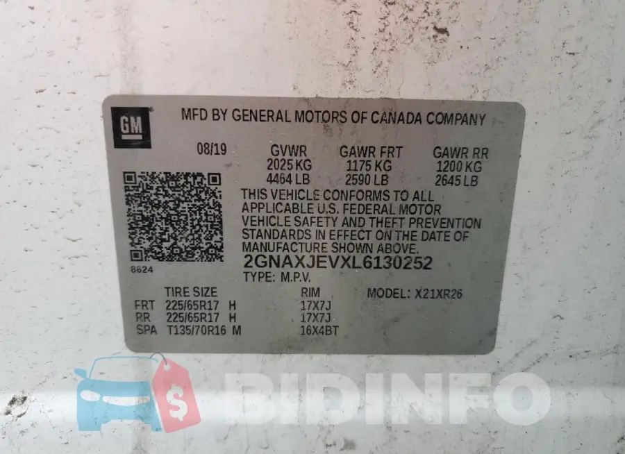 2GNAXJEVXL6130252 Photo# 13