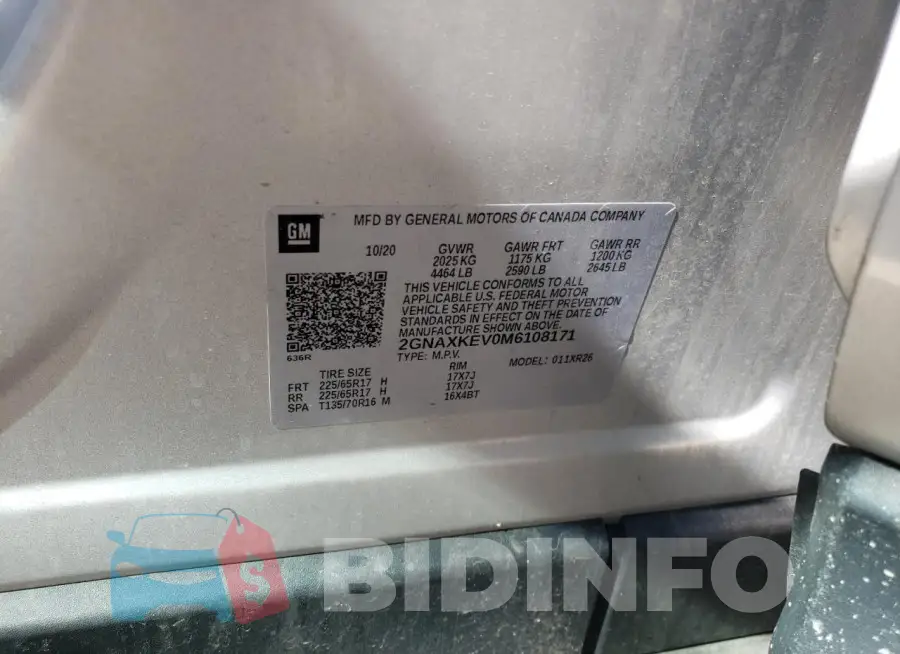 2GNAXKEV0M6108171 Photo# 14