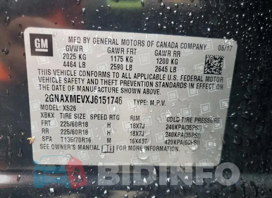 2GNAXMEVXJ6151746 Photo# 13