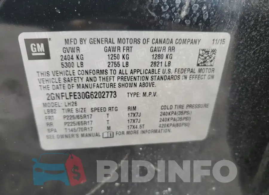 2GNFLFE30G6202773 Photo# 13