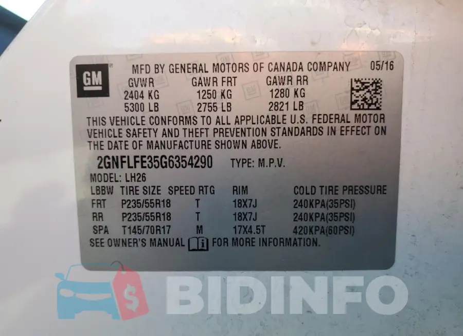 2GNFLFE35G6354290 Photo# 13