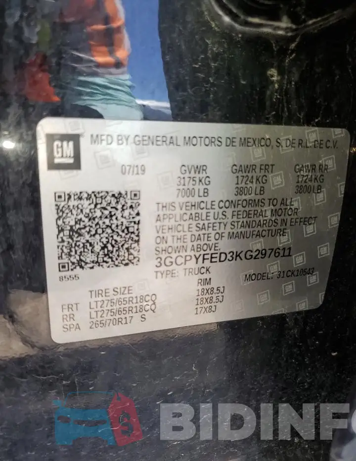 3GCPYFED3KG297611 Photo# 13
