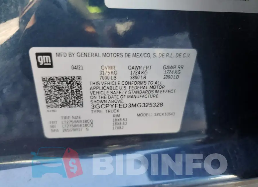3GCPYFED3MG325328 Photo# 12