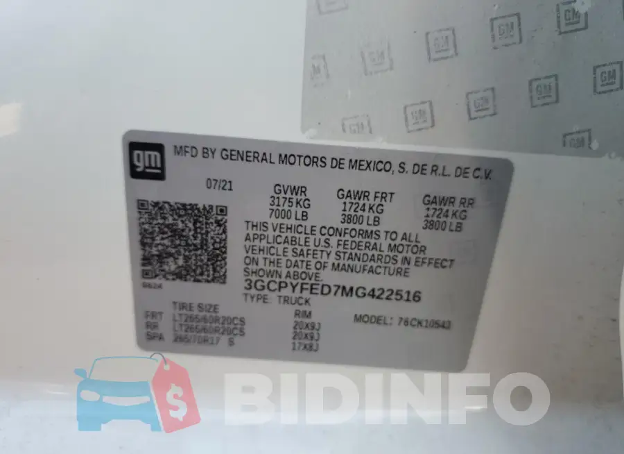 3GCPYFED7MG422516 Photo# 12