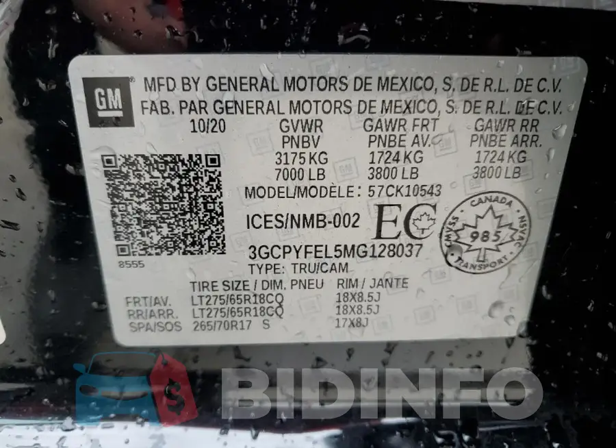 3GCPYFEL5MG128037 Photo# 12