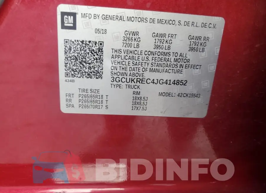 3GCUKREC4JG414852 Photo# 12